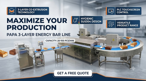 أخبار الشركة الأخيرة عن PAPA Machinery Unveils Advanced Three-Layer Energy Bar Machine for High-Capacity Protein Bar Manufacturing